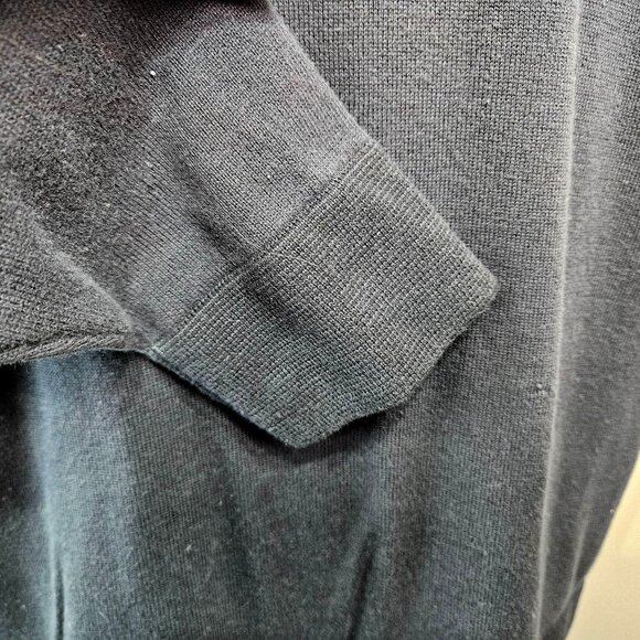 Mens Sweater Pullover Shirt 1/4 Zip M Navy Blue Big Pony Embroidered Long Sleeve - Picture 7 of 10